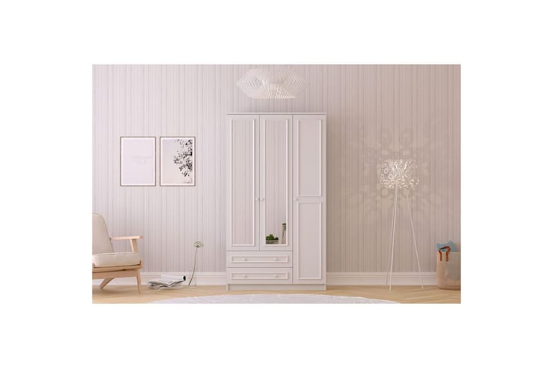 Kovric Hjørnegarderobe 105x182 cm - Matt Hvit - Oppbevaring - Klesoppbevaring - Garderober & garderobesystem