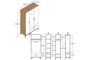 Kumsal Garderobe 120 cm - Brun/Hvit - Oppbevaring - Klesoppbevaring - Garderober & garderobesystem