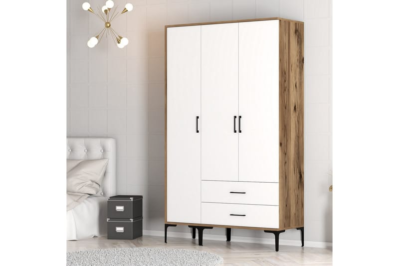 Kumsal Garderobe 120 cm - Brun/Hvit - Oppbevaring - Klesoppbevaring - Garderober & garderobesystem