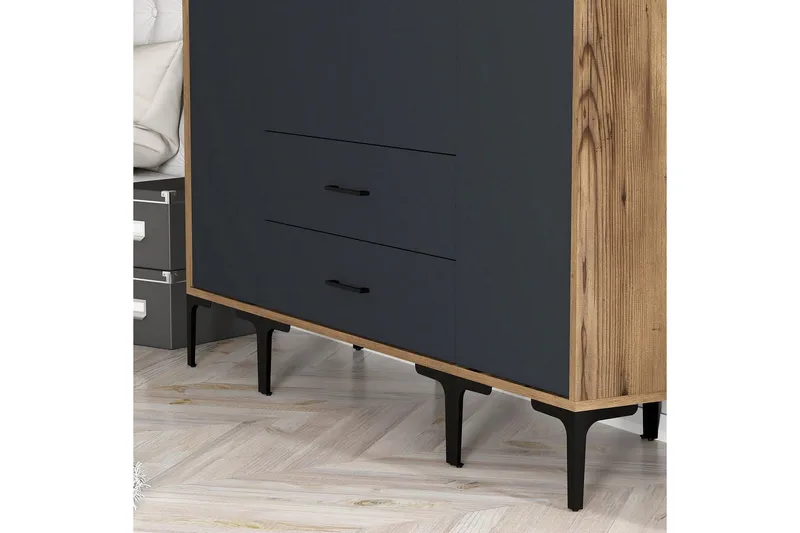 Kumsal Garderobe 160 cm - Antrasitt - Oppbevaring - Klesoppbevaring - Garderober & garderobesystem