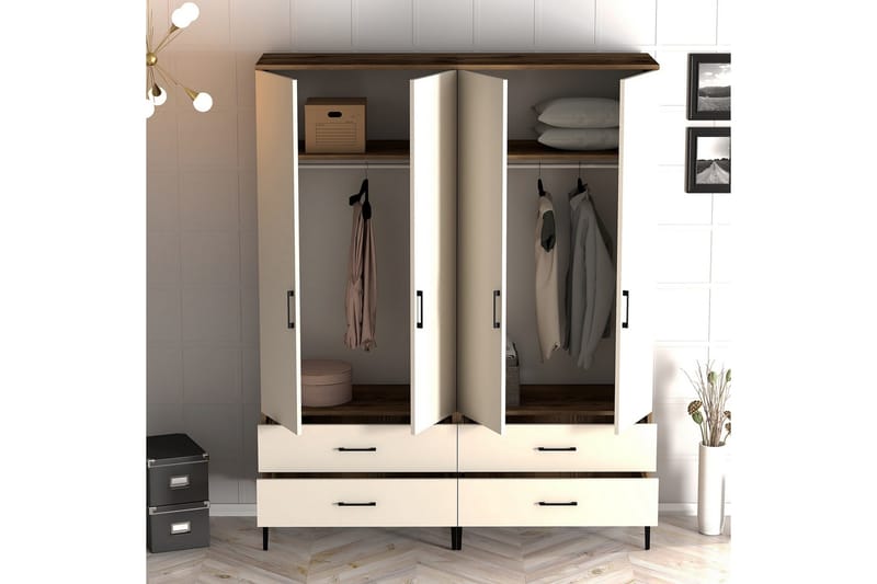 Kumsal Garderobe 160 cm - Cream - Oppbevaring - Klesoppbevaring - Garderober & garderobesystem