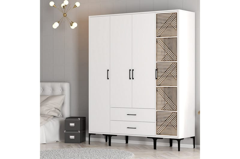 Kumsal Garderobe 160 cm - Hvit - Oppbevaring - Klesoppbevaring - Garderober & garderobesystem