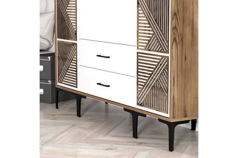 Kumsal Garderobe 160 cm - Hvit/Brun - Oppbevaring - Klesoppbevaring - Garderober & garderobesystem