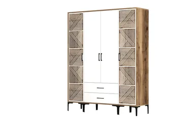 Kumsal Garderobe 160 cm - Hvit/Brun - Oppbevaring - Klesoppbevaring - Garderober & garderobesystem