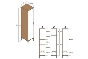 Kumsal Garderobe 40x47,5 cm - Valnøtt/Antrasitt - Oppbevaring - Klesoppbevaring - Garderober & garderobesystem