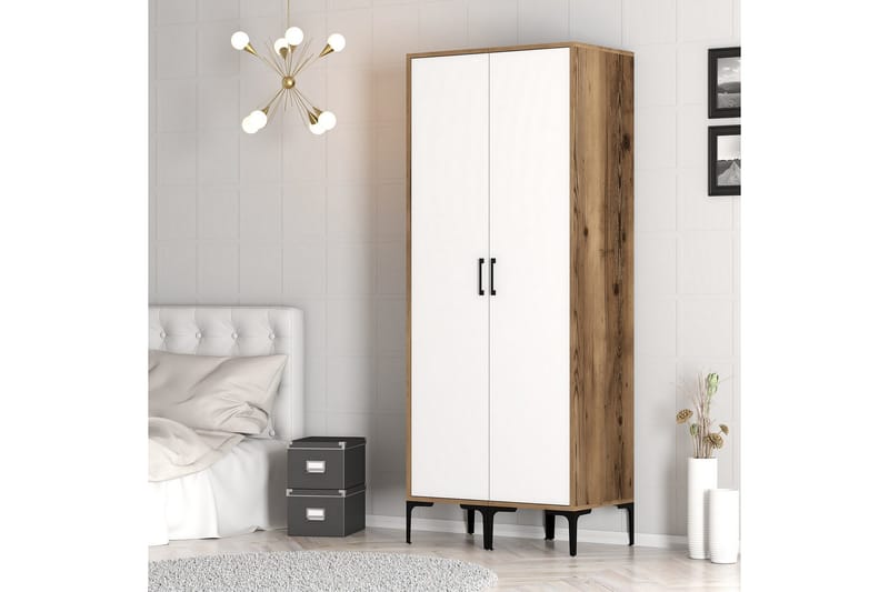 Kumsal Garderobe 80 cm - Brun/Hvit - Oppbevaring - Klesoppbevaring - Garderober & garderobesystem