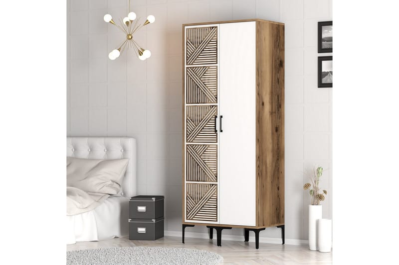 Kumsal Garderobe 80 cm - Brun/Hvit - Oppbevaring - Klesoppbevaring - Garderober & garderobesystem