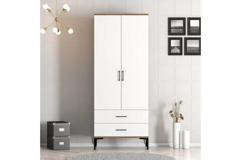 Kumsal Garderobe 80 cm - Brun/Hvit - Oppbevaring - Klesoppbevaring - Garderober & garderobesystem