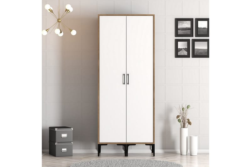 Kumsal Garderobe 80 cm - Brun/Hvit - Oppbevaring - Klesoppbevaring - Garderober & garderobesystem