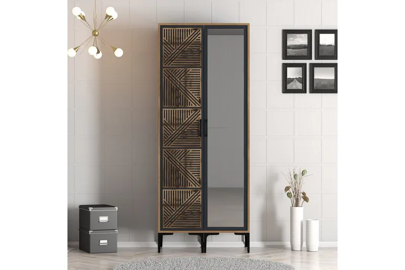 Kumsal Garderobe med Speil, Antrasitt