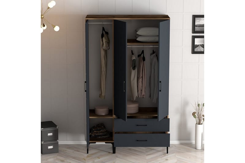 Kumsal Garderobe med Speil - Antrasitt - Oppbevaring - Klesoppbevaring - Garderober & garderobesystem