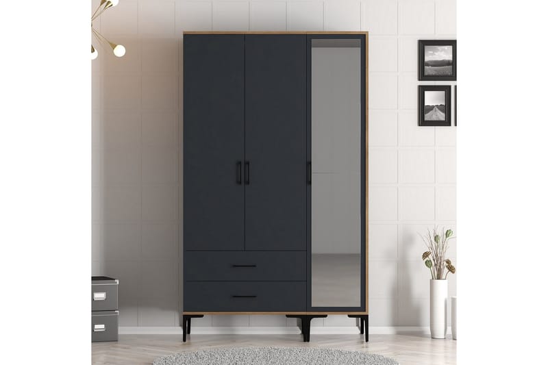 Kumsal Garderobe med Speil - Antrasitt - Oppbevaring - Klesoppbevaring - Garderober & garderobesystem