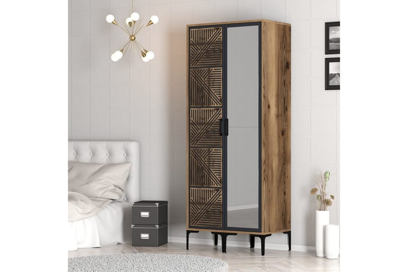 Kumsal Garderobe med Speil - Antrasitt - Oppbevaring - Klesoppbevaring - Garderober & garderobesystem
