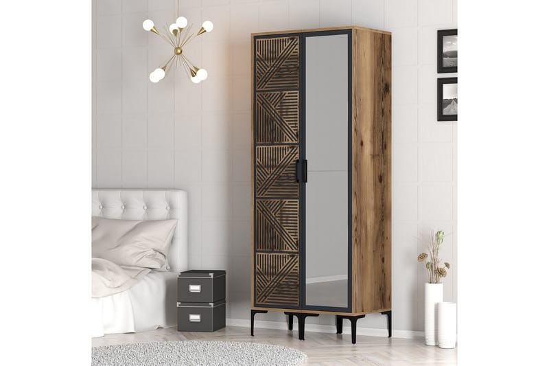 Kumsal Garderobe med Speil - Antrasitt - Oppbevaring - Klesoppbevaring - Garderober & garderobesystem