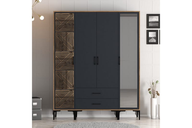 Kumsal Garderobe med Speil - Antrasitt - Oppbevaring - Klesoppbevaring - Garderober & garderobesystem