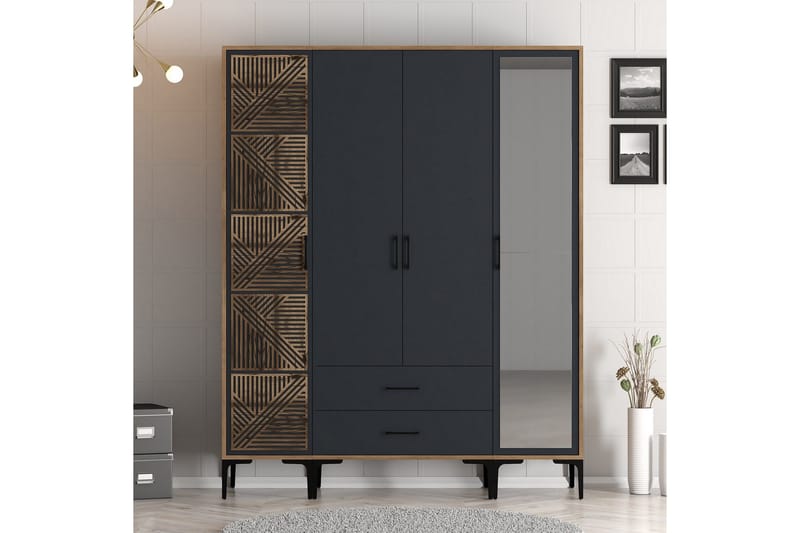 Kumsal Garderobe med Speil, Antrasitt