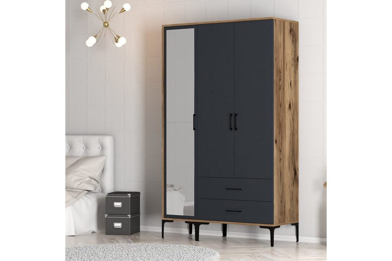 Kumsal Garderobe med Speil - Antrasitt - Oppbevaring - Klesoppbevaring - Garderober & garderobesystem