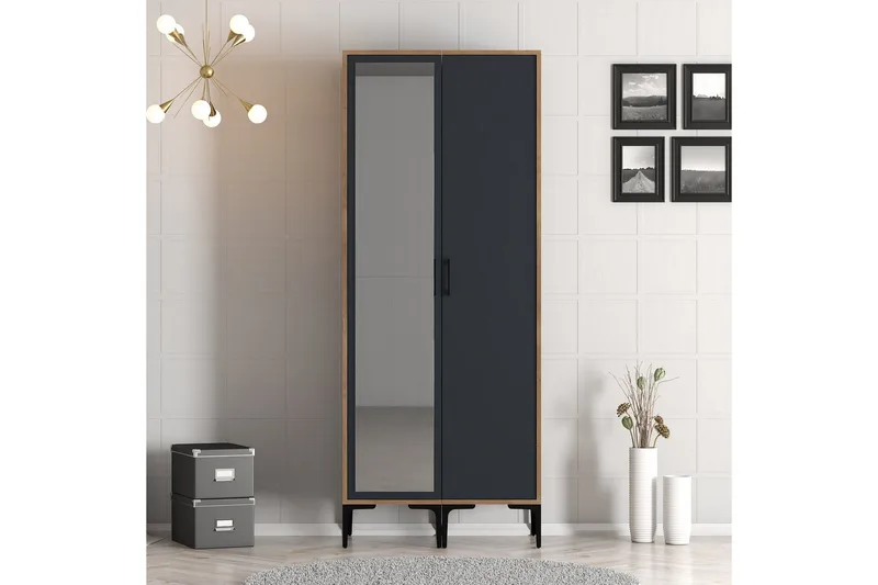 Kumsal Garderobe med Speil, Antrasitt