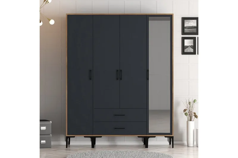 Kumsal Garderobe med Speil, Antrasitt