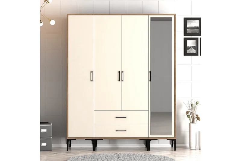 Cream Kumsal Garderobe med Speil