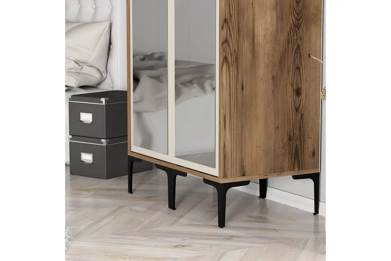 Kumsal Garderobe med Speil - Cream - Oppbevaring - Klesoppbevaring - Garderober & garderobesystem