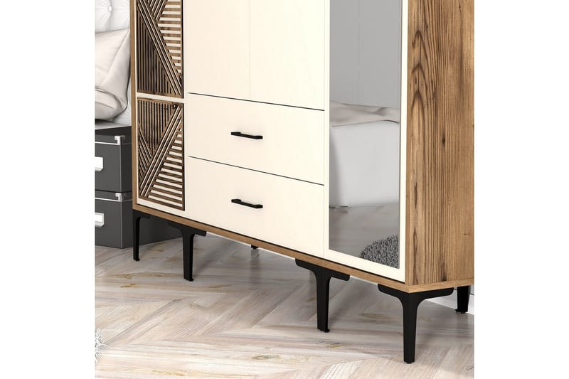 Kumsal Garderobe med Speil - Cream - Oppbevaring - Klesoppbevaring - Garderober & garderobesystem