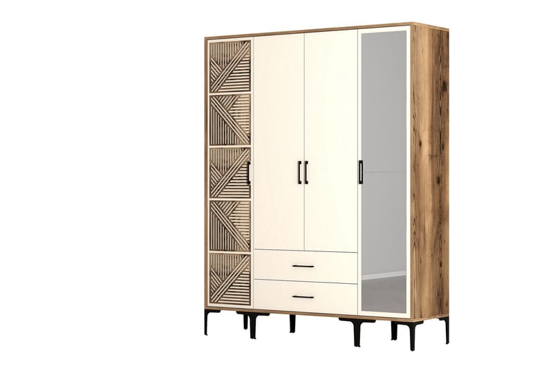 Kumsal Garderobe med Speil - Cream - Oppbevaring - Klesoppbevaring - Garderober & garderobesystem