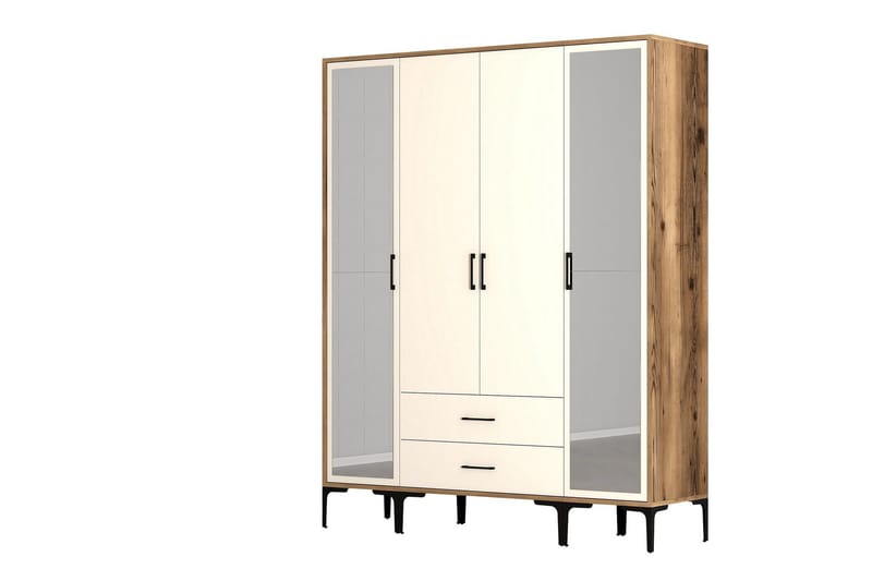 Kumsal Garderobe med Speil - Cream - Oppbevaring - Klesoppbevaring - Garderober & garderobesystem