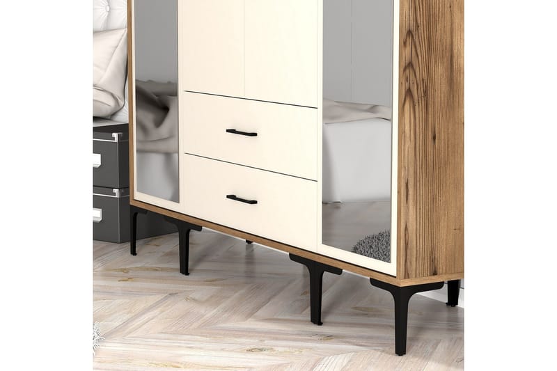 Kumsal Garderobe med Speil - Cream - Oppbevaring - Klesoppbevaring - Garderober & garderobesystem