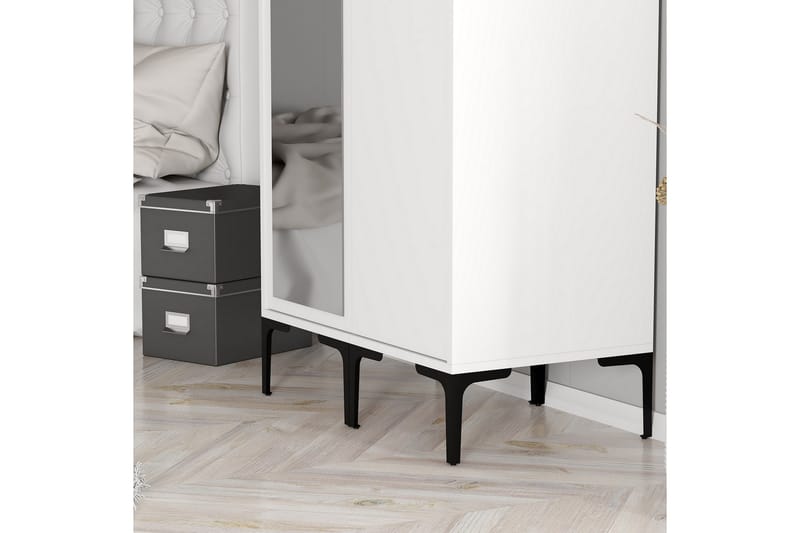 Kumsal Garderobe med Speil - Hvit - Oppbevaring - Klesoppbevaring - Garderober & garderobesystem