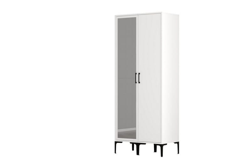 Kumsal Garderobe med Speil - Hvit - Oppbevaring - Klesoppbevaring - Garderober & garderobesystem