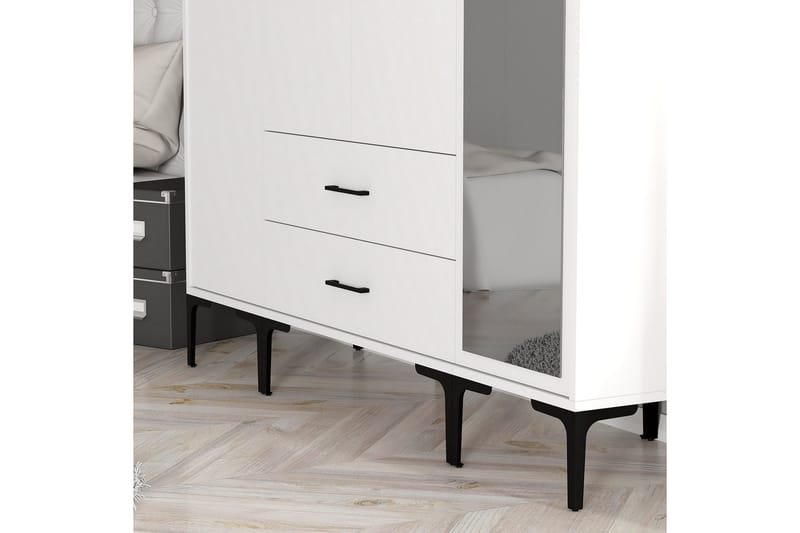 Kumsal Garderobe med Speil - Hvit - Oppbevaring - Klesoppbevaring - Garderober & garderobesystem