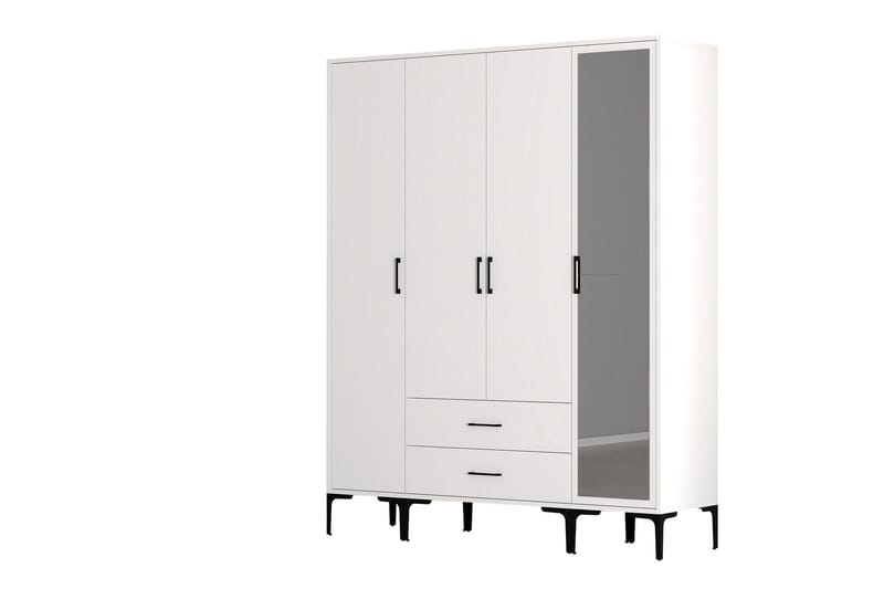 Kumsal Garderobe med Speil - Hvit - Oppbevaring - Klesoppbevaring - Garderober & garderobesystem