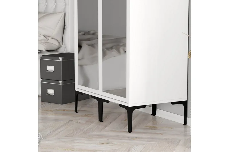 Kumsal Garderobe med Speil - Hvit - Oppbevaring - Klesoppbevaring - Garderober & garderobesystem