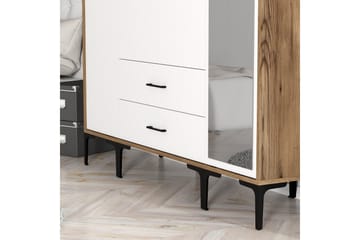Kumsal Garderobe med Speil - Hvit/Brun - Oppbevaring - Klesoppbevaring - Garderober & garderobesystem