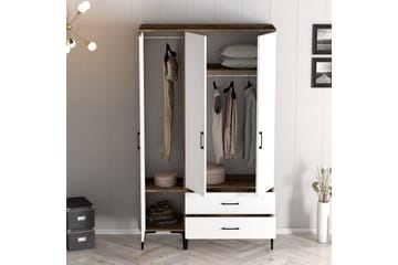 Kumsal Garderobe med Speil i Tre - Brun|Hvit - Oppbevaring - Klesoppbevaring - Garderober & garderobesystem