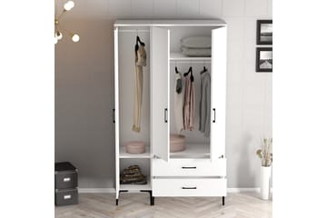 Kumsal Garderobe med Speil i Tre - Hvit - Oppbevaring - Klesoppbevaring - Garderober & garderobesystem