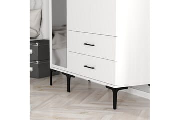 Kumsal Garderobe med Speil i Tre - Hvit - Oppbevaring - Klesoppbevaring - Garderober & garderobesystem