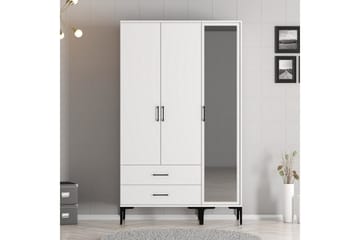Kumsal Garderobe med Speil i Tre - Hvit - Oppbevaring - Klesoppbevaring - Garderober & garderobesystem