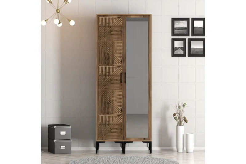 Kumsal Garderobe med Speil, Valnøtt