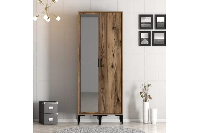 Kumsal Garderobe med Speil, Valnøtt