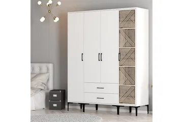 Kumsal Garderobeskap 160 cm i Malt Tre - Hvit - Oppbevaring - Klesoppbevaring - Garderober & garderobesystem