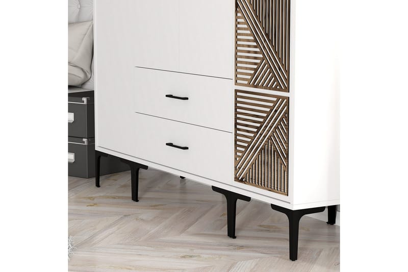 Kumsal Garderobeskap 160 cm i Malt Tre - Hvit - Oppbevaring - Klesoppbevaring - Garderober & garderobesystem