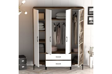 Kumsal Garderobeskap 160 cm i Malt Tre - Hvit - Oppbevaring - Klesoppbevaring - Garderober & garderobesystem