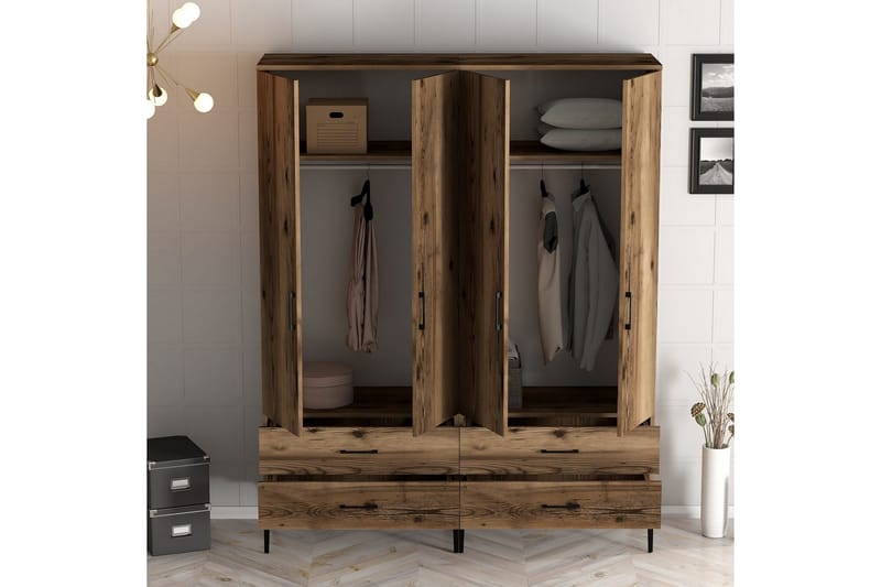 Kumsal Garderobeskap 160 cm i Tre - Brun - Oppbevaring - Klesoppbevaring - Garderober & garderobesystem