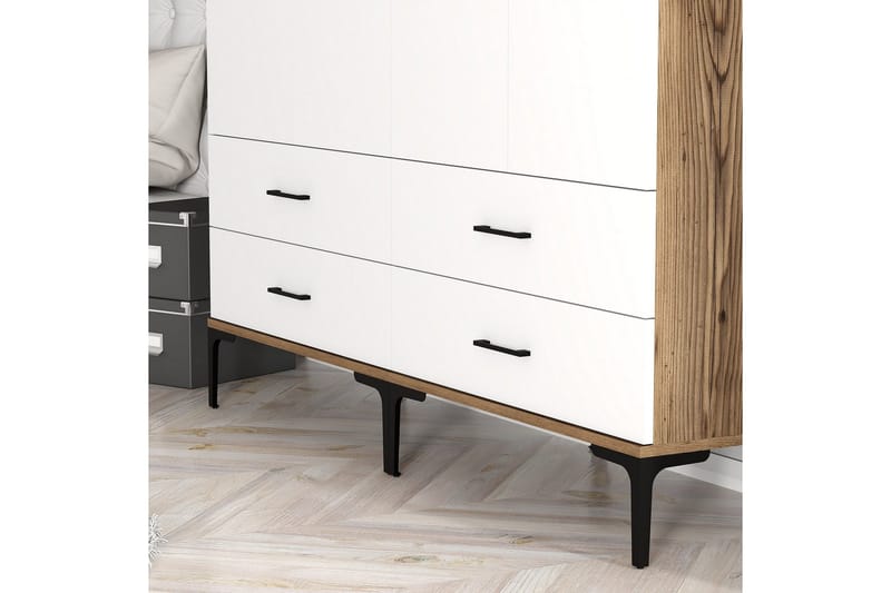Kumsal Garderobeskap 160 cm i Tre - Hvit - Oppbevaring - Klesoppbevaring - Garderober & garderobesystem