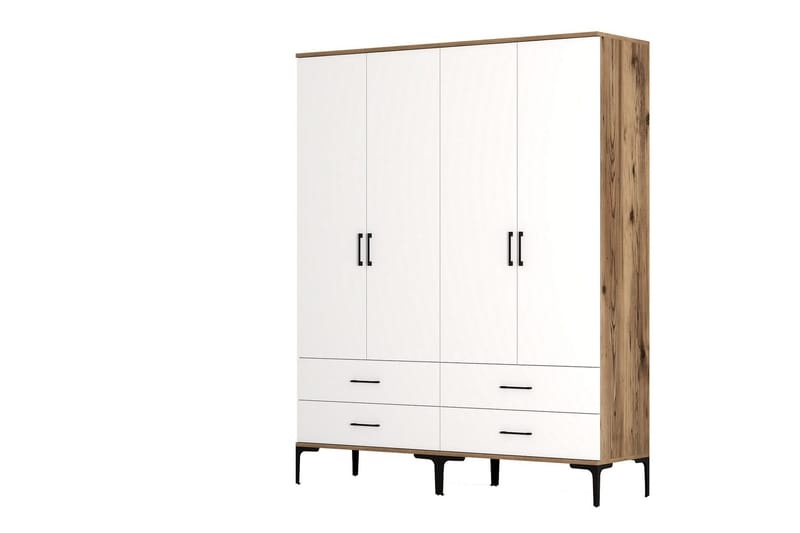 Kumsal Garderobeskap 160 cm i Tre - Hvit - Oppbevaring - Klesoppbevaring - Garderober & garderobesystem