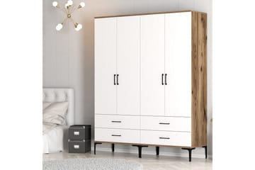 Kumsal Garderobeskap 160 cm i Tre - Hvit - Oppbevaring - Klesoppbevaring - Garderober & garderobesystem