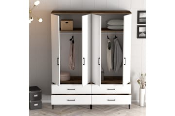 Kumsal Garderobeskap 160 cm i Tre - Hvit - Oppbevaring - Klesoppbevaring - Garderober & garderobesystem