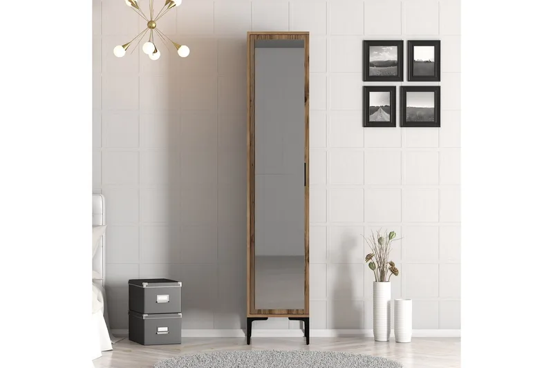 Kumsal Garderobeskap 40 cm i Tre og Glass, Brun